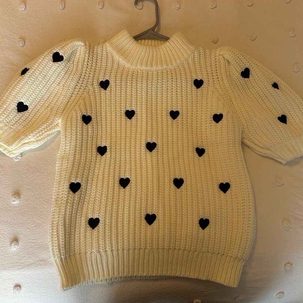 English Factory Cream Heart Sweater